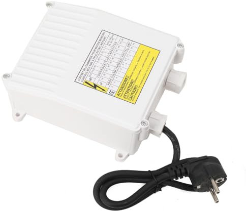 ECUTEE Druckschalter Pumpensteuerbox Pumpensteuerung Brunnenpumpe 1100W Schalt Control Box Schaltbox Steuerkasten für Tiefbrunnen Tiefbrunnenpumpe Tauchpumpe Wasserpumpe, 45uf 10A 70cm Kondensator