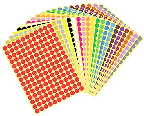 Cleminsta Klebepunkte, 20 Blatt Klebepunkte Bunte Runde Punktaufkleber, Selbstklebende Farbige Etiketten Markierungspunkte, Kleine Punkt Aufkleber für Schulen Kalender Büro Scrapbooking