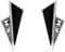Esse Marcasite Sterling Silver Marcasite and Black Enamel Art Deco Fan Stud Earrings