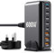 Bloque de carga USB C de 600 W 8 puertos GaN3 estación de carga rápida compatible con laptop, iPad, iPhone 16/15/14/13/12 Pro Max carga rápida Pixel Note MacBook Pro/Air USB C cargador para Android