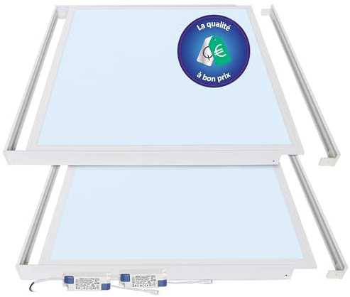 LECOM 2x LED Panel 62x62 - Deckenleuchte Tageslicht 4000lm Deckenpanel Aufputz Aufbauleuchte mit Rahmen (Kaltweiß (6000K) mit Aufbaurahmen)