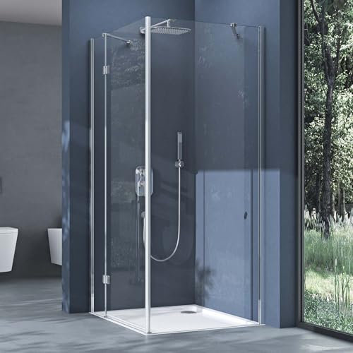 doporro Cabine de Douche en Angle Transparent 75x140x190cm avec Receveur de Douche Paroi de Douche Porte Pivotante Rectangulaire Ravenna05