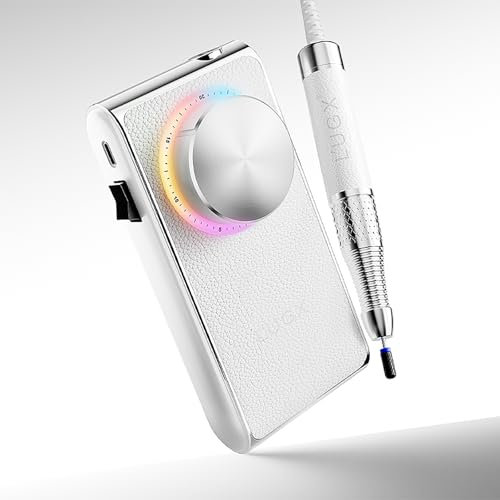 L'UGX Professional Nail Drill Rechargeable – Cordless Electric Nail File for Acrylic & Gel Nails 30000 RPM, Quiet & Smooth Efile for Manicure & Pedicure, White