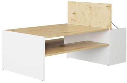Vicco Couchtisch Rubby, Couchtisch mit der Ablage, Artisan Eiche/Weiß, 110 x 60 cm