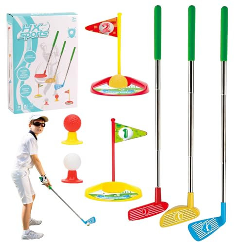 PLLYPE Set di mini golf per bambini, set da 12 mini golf con mazze da golf retrattili, mini golf per bambini da 3 a 8 anni, giocattolo per interni ed esterni