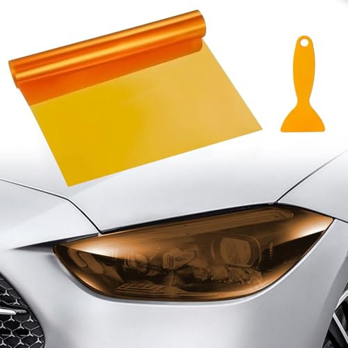 Tönungsfolie Auto, Scheibentönungsfolie Auto, Änderung der Farbe der Autolichter, Tönungsfolie Scheinwerfer Nebelscheinwerfer 30 X 120 cm (Orange)