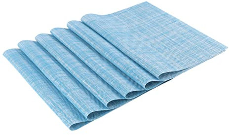 NOLITOY 6 Pièces Set de sous Assiettes PVC Bleu Ciel Résistantes Chaleur Antidérapantes pour Table à Manger à Restaurant