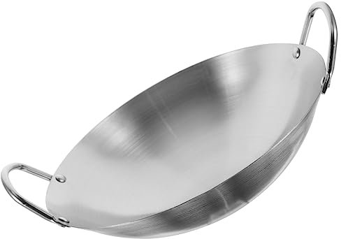 Mobestech Wok Inoxidable De Sartén Práctica y Ergonómica Para Cocinar Casa Para Inducción y Gas