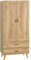 HOMCOM Armoire de Rangement, Armoire Chambre avec 2 tiroirs, 2 Portes et Tringle à vêtements, 80 x 54 x 180 cm, Bois Naturel