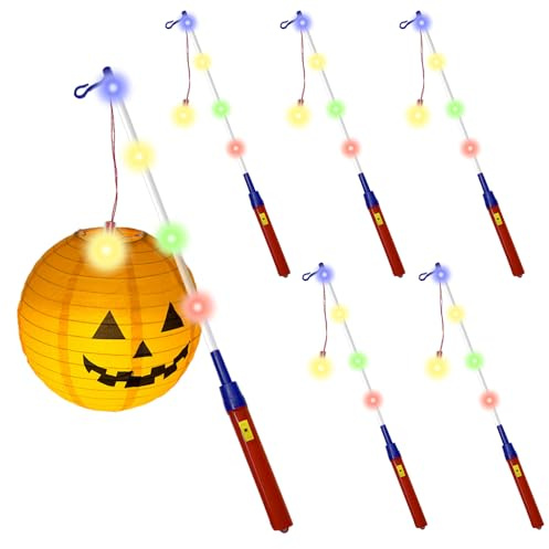 Afenau Laternenstab Kinder LED, 6er Set Laternenstab LED, 40cm LED Laternenstab, Laternenstab St Martin für Kinder, Laternenstäbe LED für St Martin, Halloween, Weihnachten Kindergarten