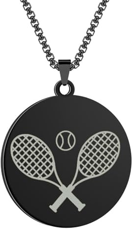 SYAVR Edelstahl Tennis Anhänger Halskette Charmanter Schmuck Tennisschläger Halskette Zubehör