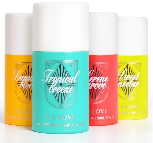Antitranspirant Roll-On Deodorant für Frauen & Damen, 4 x 90 ml 48 Stunden Schweißschutz und langanhaltender Duft, verlangsamt die Geruchsfreisetzung, Sanft zur Haut, 0% Alkohol
