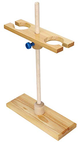 Tnfeeon Adjustable Funnel Holder, Wooden Stand with Dual Holes, Adjustable Height for Laboratory Experiments, Ideal for Schools and Educational Settings