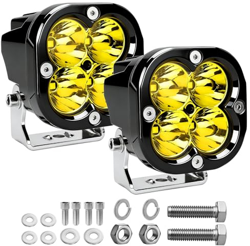 Chelhead 3 Zoll LED Offroad Scheinwerfer Gelb mit Würfelleuchten, Paar | 80W LED Spotlicht mit IP68 Schutz, kompatibel mit 9-30V Fahrzeugen wie ATV, UTV, SUV, LKW, Wohnmobile, Motorrad und Booten