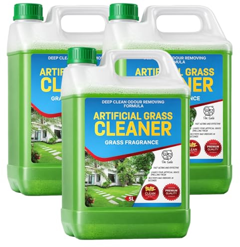 Artificial Grass Cleaner 5L – Deep Clean Odour Removing Formula – Pet Urine & Odor Eliminator – Disinfects & Deodorizes Synthetic Turf – Fresh Grass Fragrance – Pet & Child Safe (Once Dry) (3 X 5L)