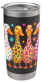 Carino Anatra Mamma Leopardo Animale Stampa Anatre Quack Ragazze Donne Bicchiere termico in acciaio inox doppia parete