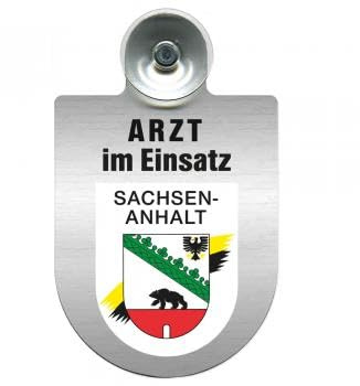 Einsatzschild Windschutzscheibe incl. Saugnapf - Arzt im Einsatz - 309352 - incl. Regionen nach Wahl Farbe Region Sachsen-Anhalt