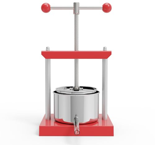 EJWOX 0.53 Gallon Manual Press - Stainless Steel Soft Fruit & Herb Juicer with Filter Bag - Multi-Functional Squeezer for Grapes, Berries, Honey & Cheese - Compact Top-Handle Design for Small Batches