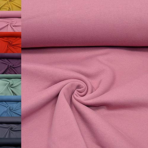 MAGAM-Stoffe Berlin Dicker Sweat Stoff Uni innen angeraut und weich Meterware 50cm (03. Altrosa)