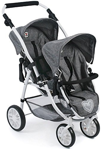 Bayer Chic 2000 68976 Tandem-Buggy Vario - Puppenwagen, Grau (Jeans Gray), 3 bis 7 Jahre alt.