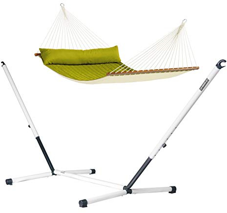 LA SIESTA - Alabama Avocado - Gefütterte Stabhängematte Kingsize + pulverbeschichtetem Stahl-Gestell