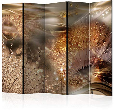murando Raumteiler Foto Paravent Pusteblume 225x172 cm beidseitig auf Vlies-Leinwand bedruckt Trennwand Spanische Wand Sichtschutz Raumtrenner Home Office Gold Beige b-A-0377-z-c