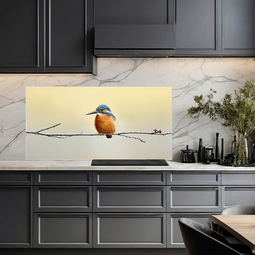 banjado Küchenrückwand Glas ohne Bohren 110x55cm – Glasrückwand Küche mit Motiv Pause/Spritzschutz Küchenrückwand Glas/selbstklebende Küchenrückwand Platte - magnetisch & beschreibbar