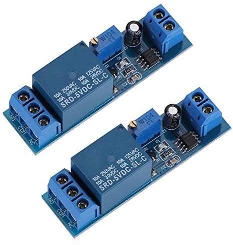 Lazmin 2 Unids 5 V Módulo de Relé de Tiempo, Módulo de Interruptor de Retardo del Temporizador de Ciclo Ajustable con Interruptor de Control del Temporizador 0-10 Segundo Retardo de Tiempo