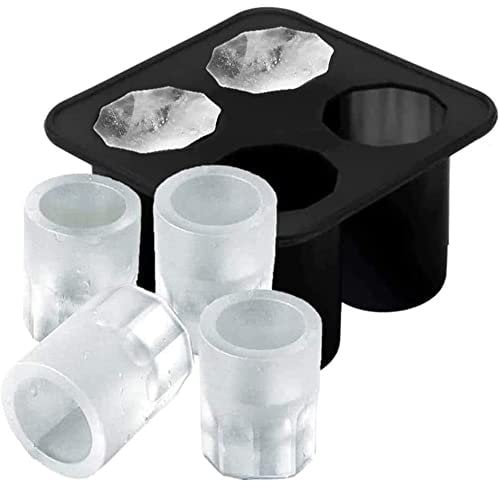 Moules à glaçons en silicone pour congélateur avec 4 cavités, glaçons réutilisables, peut contenir 28,3 g chacun, 3,3 cm