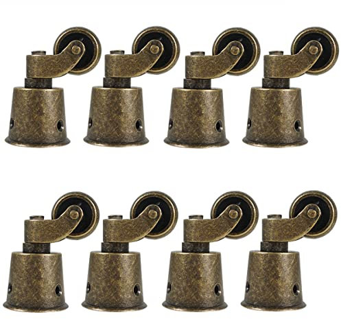8 Stück polierte Möbelrollen im antiken Stil, massives Messing, hohe Belastbarkeit, Universal-Möbel für Möbel, Anzüge, Betten, Sessel, Bronze
