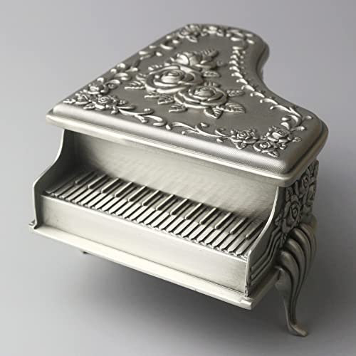 ROSIKING Herzförmige Prägung Legierung Metall Spieluhr Aufziehuhr Spieluhr Spieluhr für Weihnachten Geburtstag Valentinstag Melodie Mein Herz wird weitergehen