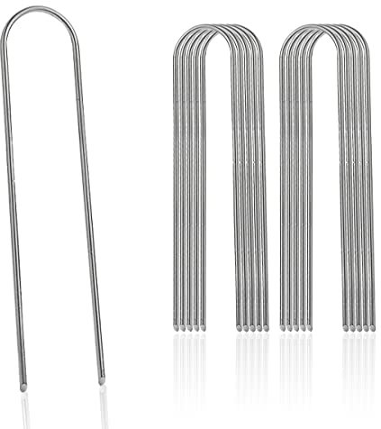 Garden Pegs Stakes Staples Securing Lawn 10 Pieces U Shaped Anchor Nail Pins Galvanised Ground Grass Pegs Stainless Steel Wire Netting Membrane Weed Control Spike