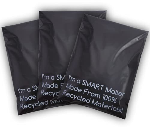 SMART 30,5 x 39,5 cm recycelte Poly-Versandtaschen – 200 Stück schwarze, umweltfreundliche Verpackung, recycelbar und nachhaltig, niedlich und stilvoll, 2,5 mm dick – 200 Stück
