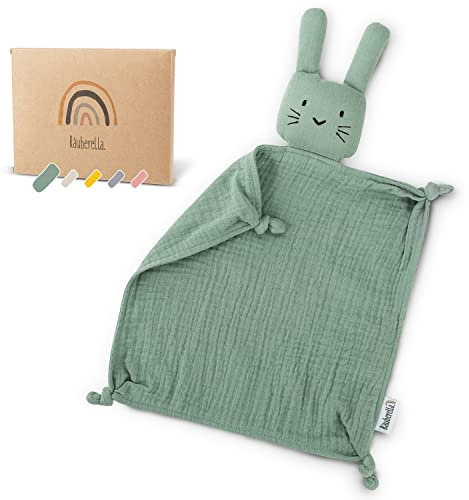 Räuberella® Schnuffeltuch in Mint I Weiches & waschbares Kuscheltuch aus 100% Bio-Baumwolle I Bezaubernder Schmusetuch-Hase I Ideal als Baby-Geschenk zur Geburt, Baby-Shower & Gender-Reveal-Party