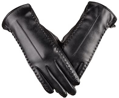 Magicoco Winter Warme Handschuhe Damen Touchscreen Faux Leder Thermo Fleece Gefüttert PU Fäustlinge Wasserabweisend Stylisches Geschenk