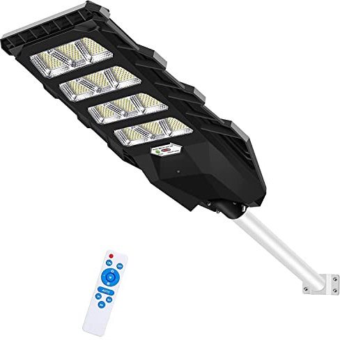 LEDMO 400W LED Solar Straßenlaterne Outdoor Dusk to Dawn Solar Straßenlaternen mit Lichtsteuerung & Bewegungssensor Solar Straßenlampe Kaltesweiß 6000K Solar Flutlicht Wasserdichtes IP65
