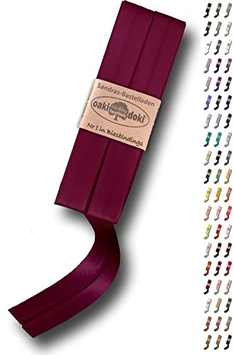 Sandras-Bastelladen Schrägband/Einfassband Satin gefalzt 2m x 20mm 763-Beere