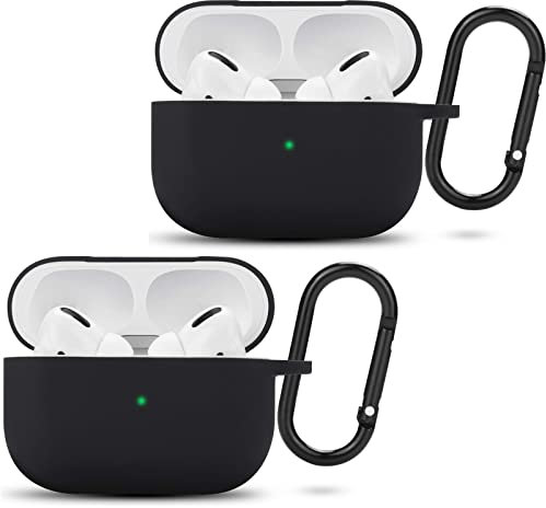 Teyomi 2 pezzi Custodia compatibile con AirPods Pro, Cover Airpods Pro, Custodia AirPods Pro, Airpods Pro Case, Custodia protettiva in silicone per Airpods Pro(Nero, Nero)