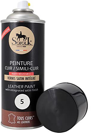Sofolk - Pintura para cuero con barniz integrado - Recoloración de cuero dañado, rayado y descolorido: volante, asiento de coche, sofá, zapatos - Spray 400ml - 05-Light grey