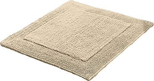 Erwin Müller WC-Vorlage, WC-Matte ohne Ausschnitt Uni Serie Stuttgart beige Größe 60x60 cm - extra dick, Wende-Design, 100% Baumwolle