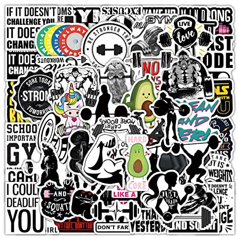 Workout-Aufkleber für Laptop (50 Stück), Geschenk für Kinder, Teenager, Erwachsene, Mädchen, Jungen, wasserdichte Fitness-Aufkleber für Wasserflasche, Fitnessstudio, Scrapbook, Skateboard