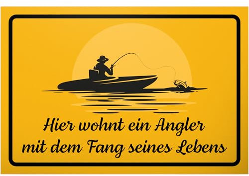 DankeDir! Hier wohnt ein Angler - Schild 30 x 20 cm - Männer Geburtstag Freund Geburtstagsgeschenk Geschenk - Geburtstagsdeko Partydeko Geschenkidee Geburtstagskarte Angler Fischer