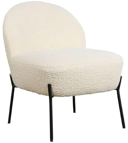 Happy Garden Sedia HELMI, poltroncina, Spugna Ecrù, Effetto Pelle di Pecora, Struttura in Metallo