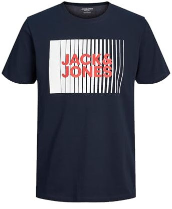 JACK & JONES Men's T-Shirts Short Sleeve Designer O-Neck Tee Top, Navy Colour, UK Size M