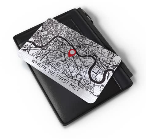 Personalised Aluminium Silver Wallet Insert, Metal Photo & Message Purse Card, Sentimental Memory Keepsake (Map)