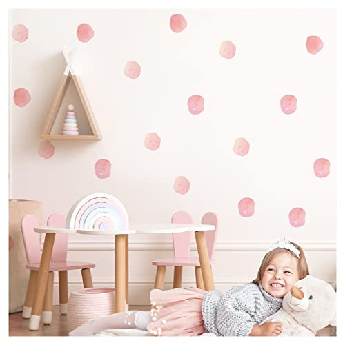 Little Deco Wandsticker Tupfen Set für Kinderzimmer Polka Dots zum Kleben Wandtattoo rosa Kreise Babyzimmer Wohnzimmer Wandaufkleber Wanddeko DL968-01