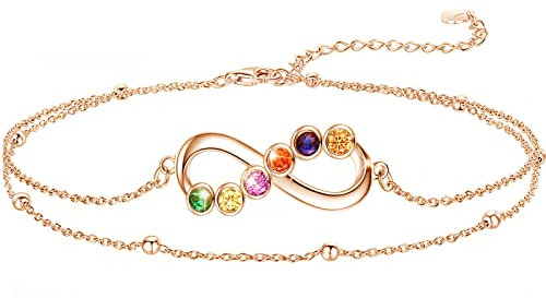 Fußkettchen mit Unendlichkeitszeichen für Damen I Wasserfeste Infinity Fußkette (22-27cm) I Zirkonia Sommer Barfuß Strand Fusskette I Frauen Fußschmuck mit Kugeln Geschenke für Freundin