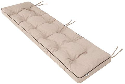 Bankauflage für Gartenbank, Polsterauflage, Sitzkissen, Bankkissen, Bankpolster mit 8 cm Dicke Polsterung, Auflage für Bänke, Made in EU - 180x40 cm - beige