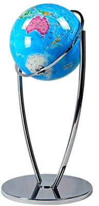 POCHY hübsch Globen Großer silberner Weltkugel-Ständer 720° drehbarer geografischer Globus Langlebiger Lernglobus für Kartierungsreisen praktischMode