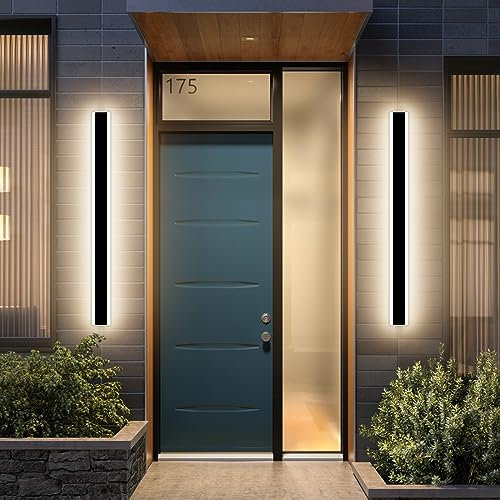 Mikeru Moderne Außenwandleuchte 80cm, Schwarze Außenleuchte mit 3000K Warmweißem Licht, IP65 Regensicher Minimalistische Dekoration Veranda Wandleuchte für Terrasse Garage